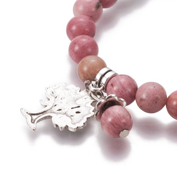 NWOT - Natural Rhodochrosite gemstone beaded stretch  Bracelet Mix & Match 2/$25 - Picture 4 of 4